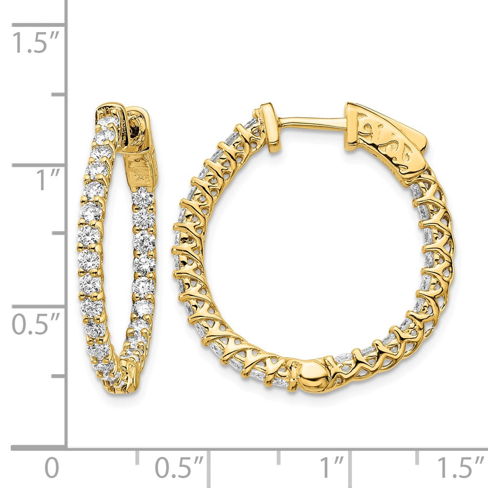 14k Diamond Round Hoop w/Safety Clasp Earrings