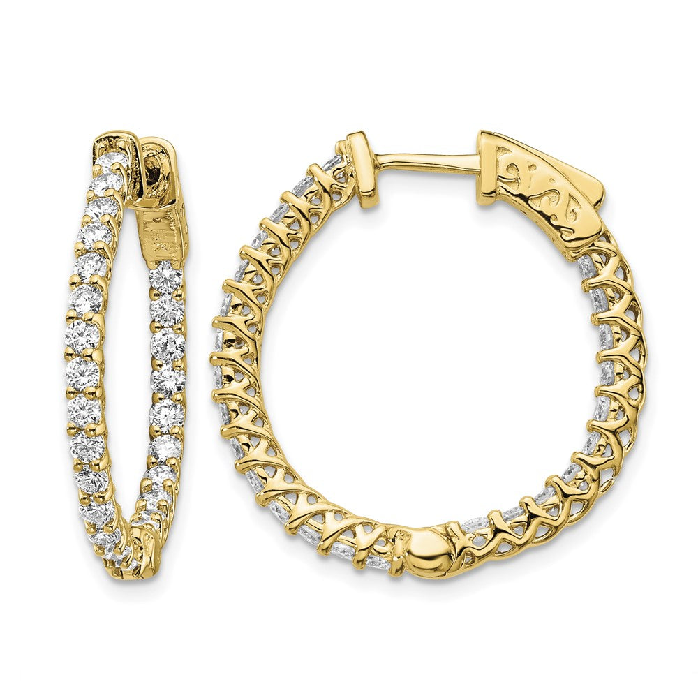14k Diamond Round Hoop w/Safety Clasp Earrings