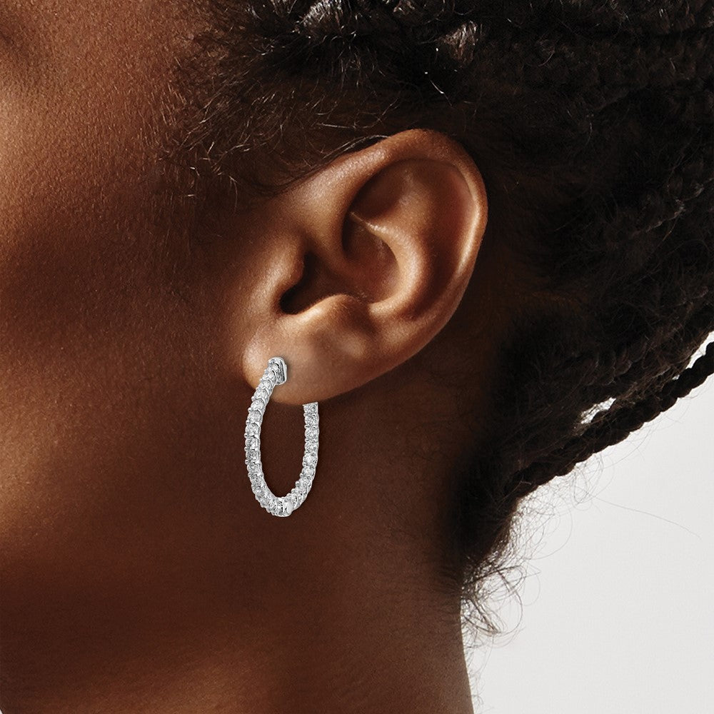 14k White Gold Round Hoop w/Safety Clasp Earring Mountings