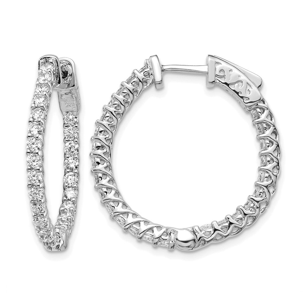 14k White Gold Round Hoop w/Safety Clasp Earring Mountings