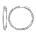 14k White Gold Diamond Round Hoop w/Safety Clasp Earrings