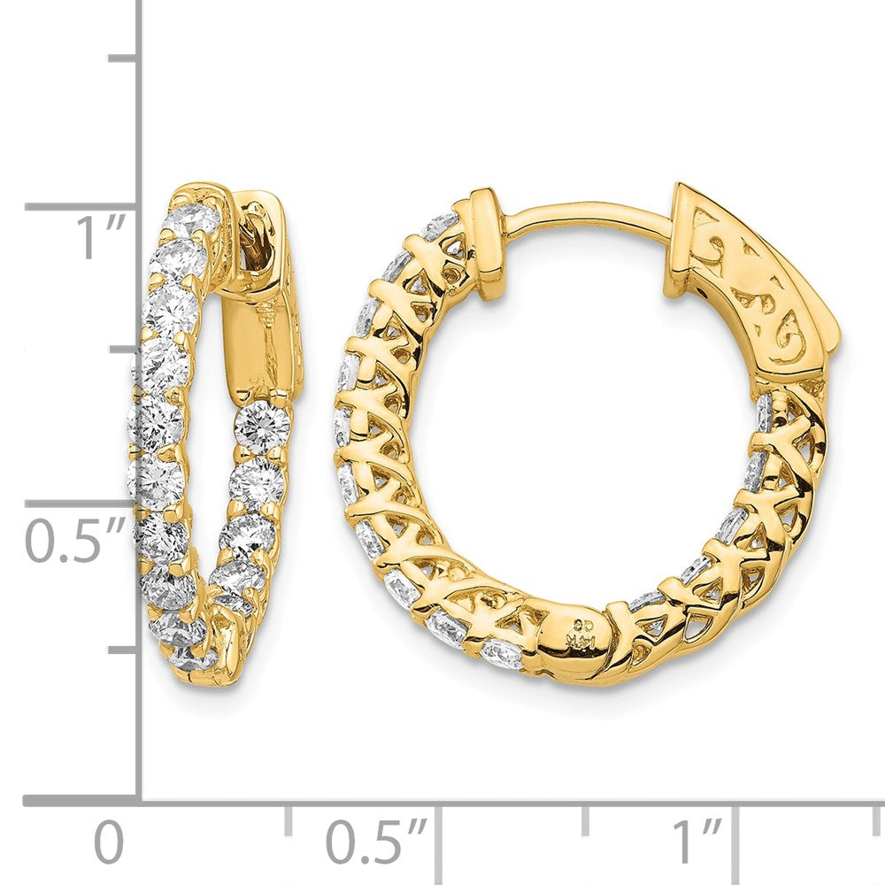 14k Diamond Round Hoop w/Safety Clasp Earrings