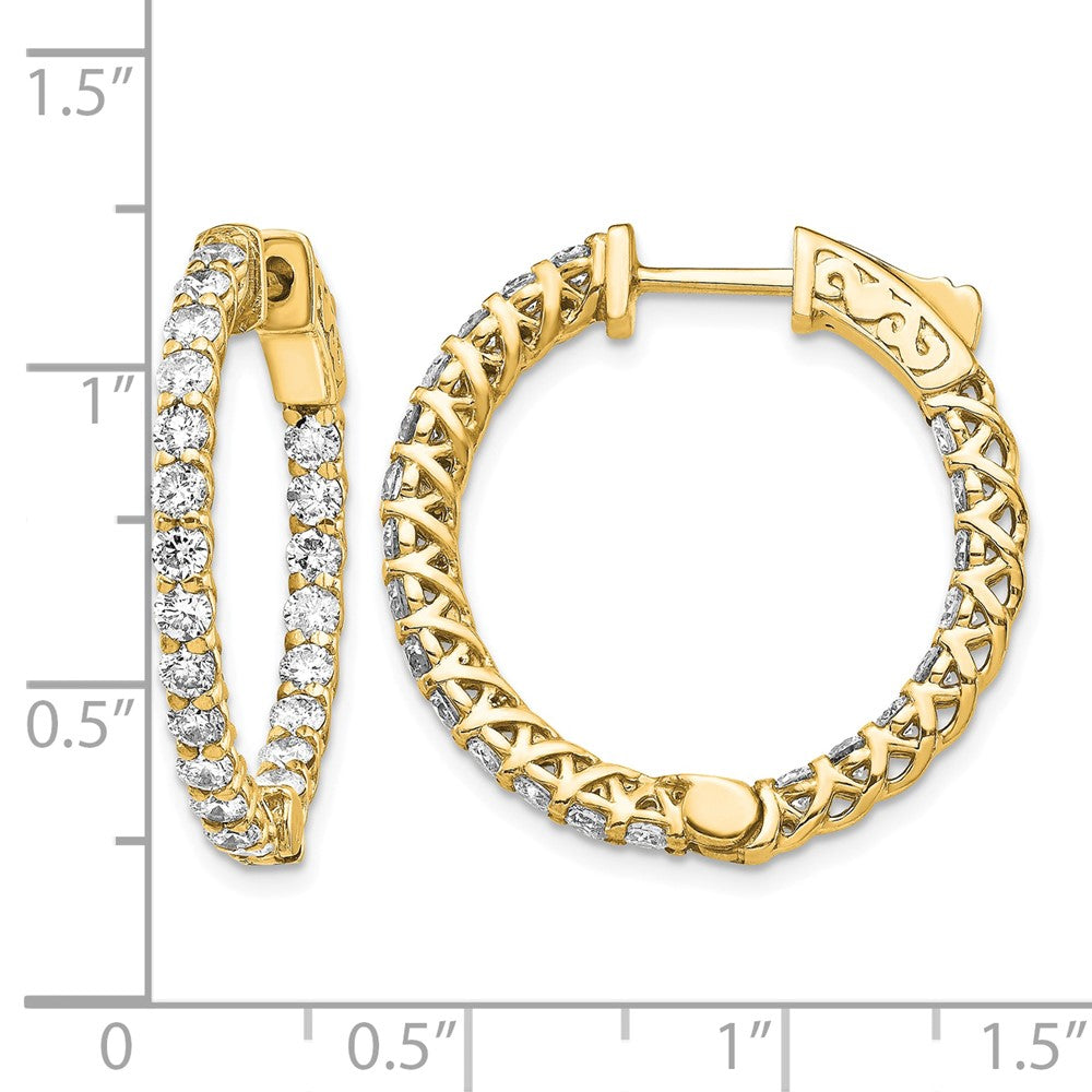 14k Diamond Round Hoop w/Safety Clasp Earrings