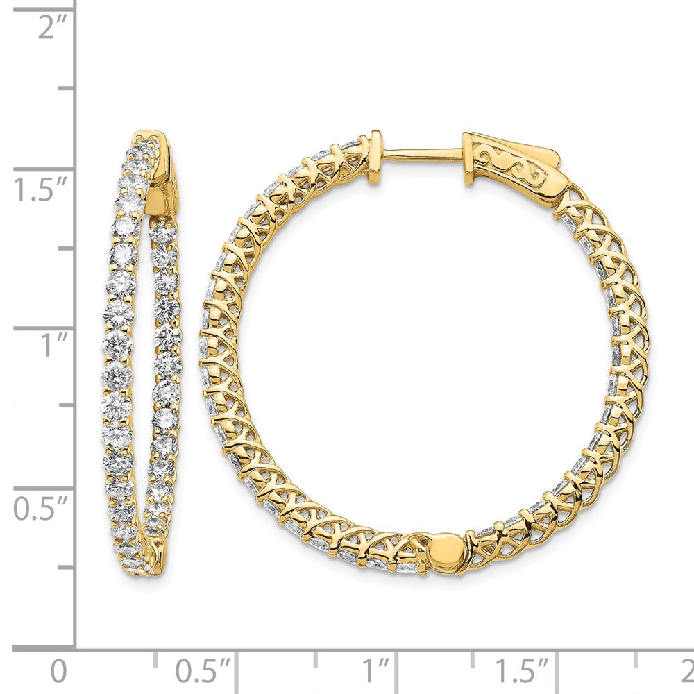 14k Diamond Round Hoop w/Safety Clasp Earrings