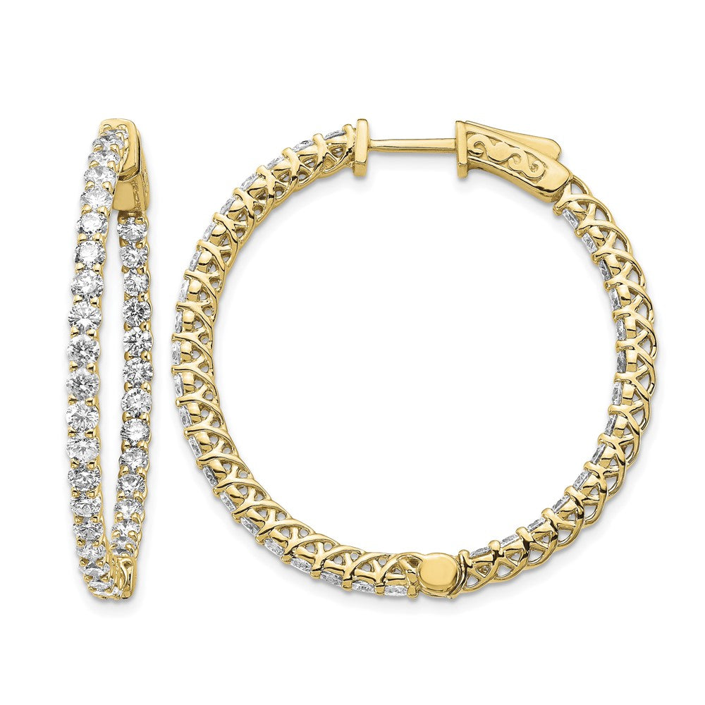 14k Diamond Round Hoop w/Safety Clasp Earrings