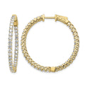 14k Diamond Round Hoop w/Safety Clasp Earrings