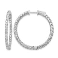 14k White Gold Diamond Round Hoop w/Safety Clasp Earrings