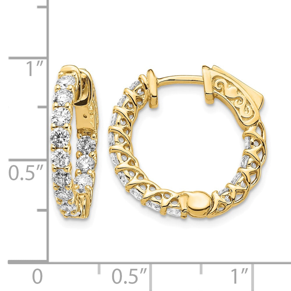 14k Diamond Round Hoop w/Safety Clasp Earrings