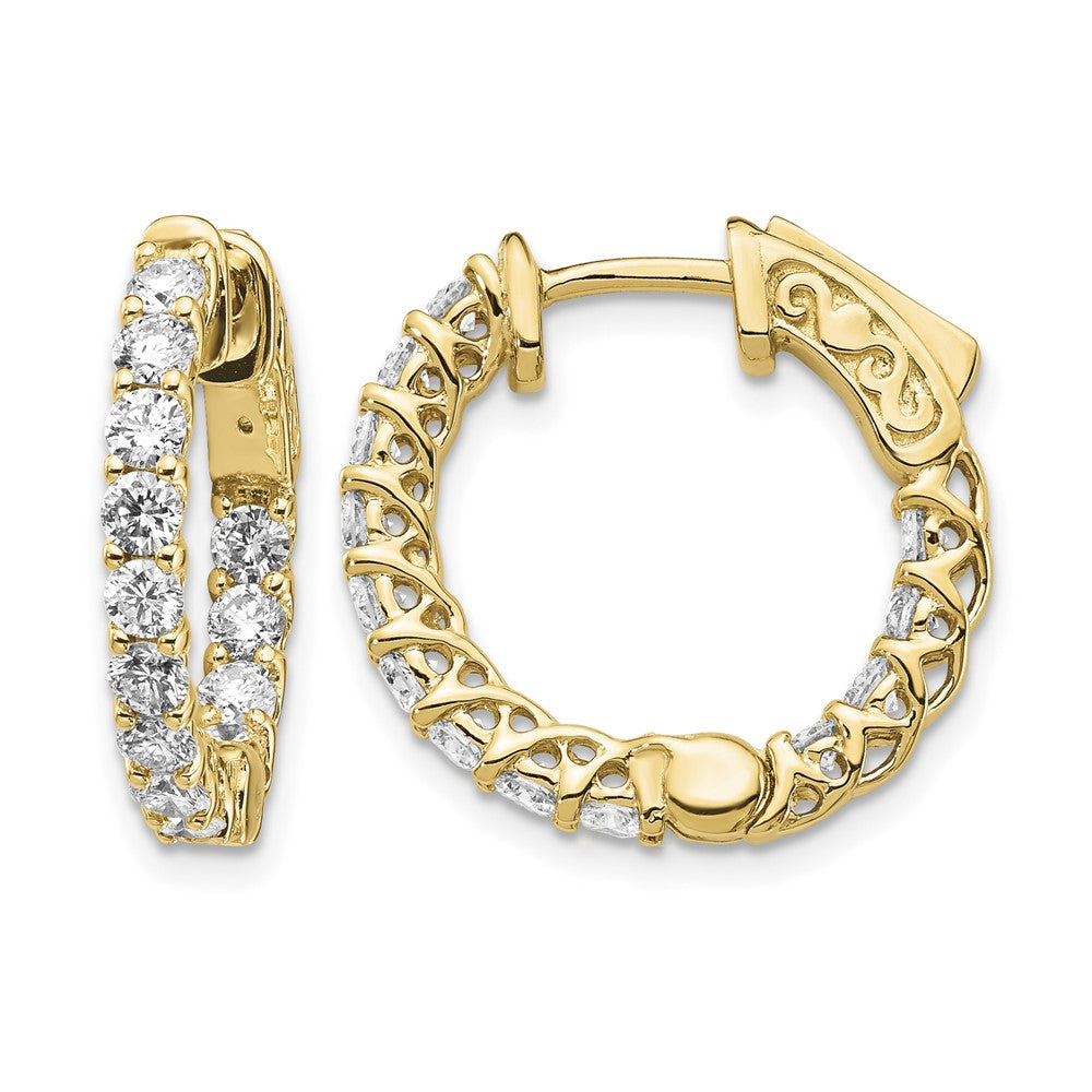 14k Diamond Round Hoop w/Safety Clasp Earrings