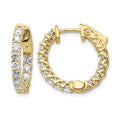 14k Diamond Round Hoop w/Safety Clasp Earrings