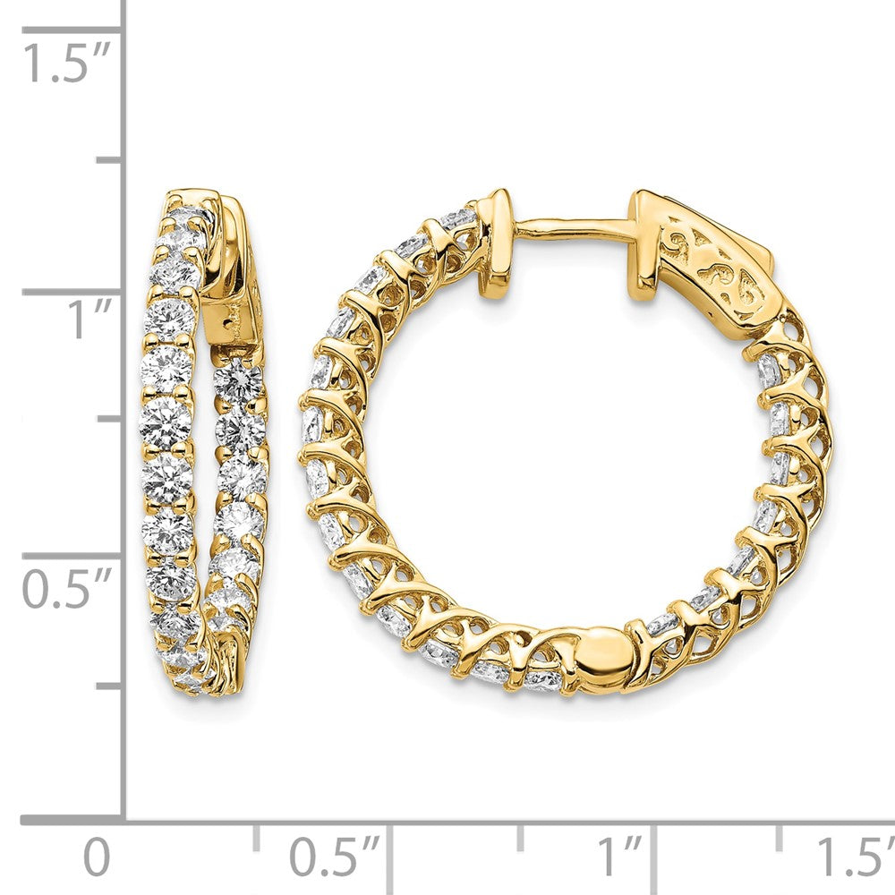 14k Diamond Round Hoop w/Safety Clasp Earrings