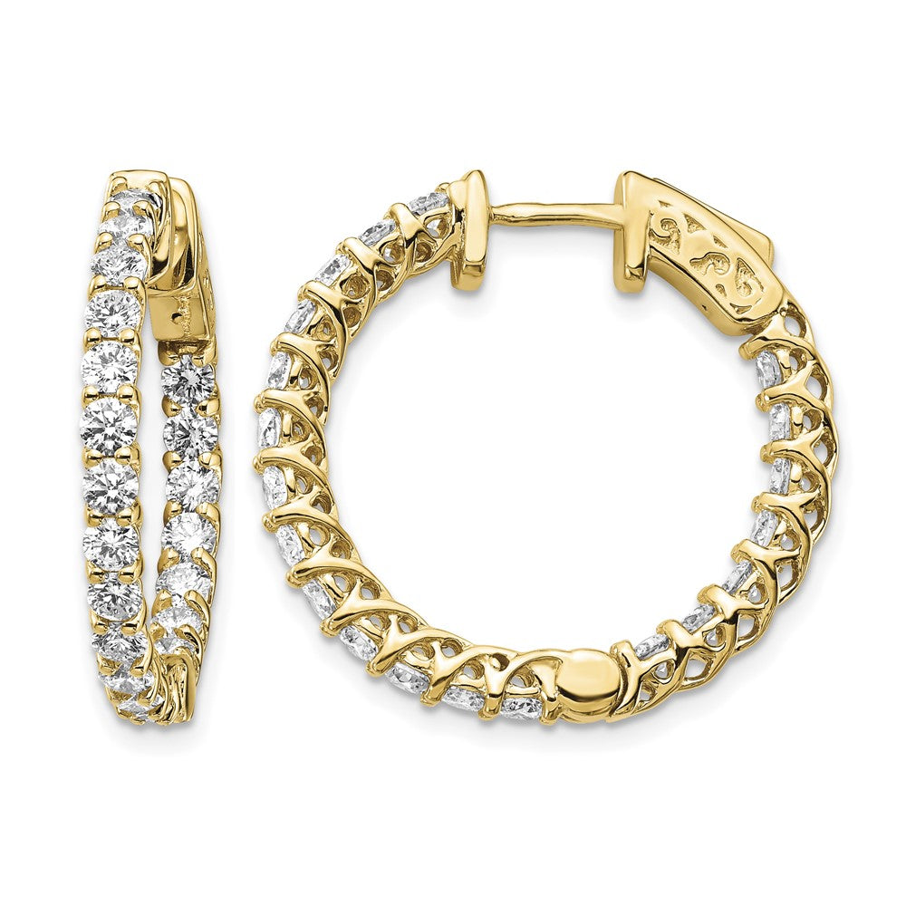 14k Diamond Round Hoop w/Safety Clasp Earrings