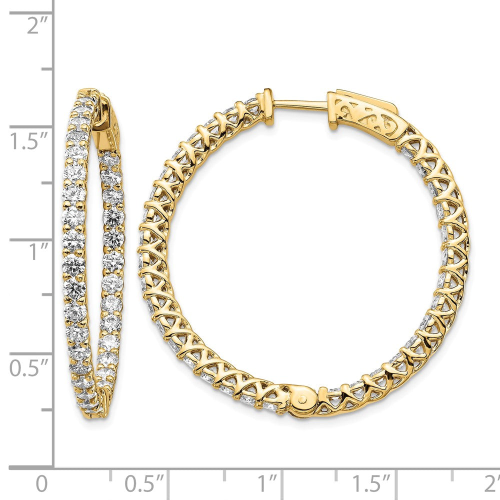 14k Diamond Round Hoop w/Safety Clasp Earrings