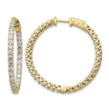 14k Diamond Round Hoop w/Safety Clasp Earrings