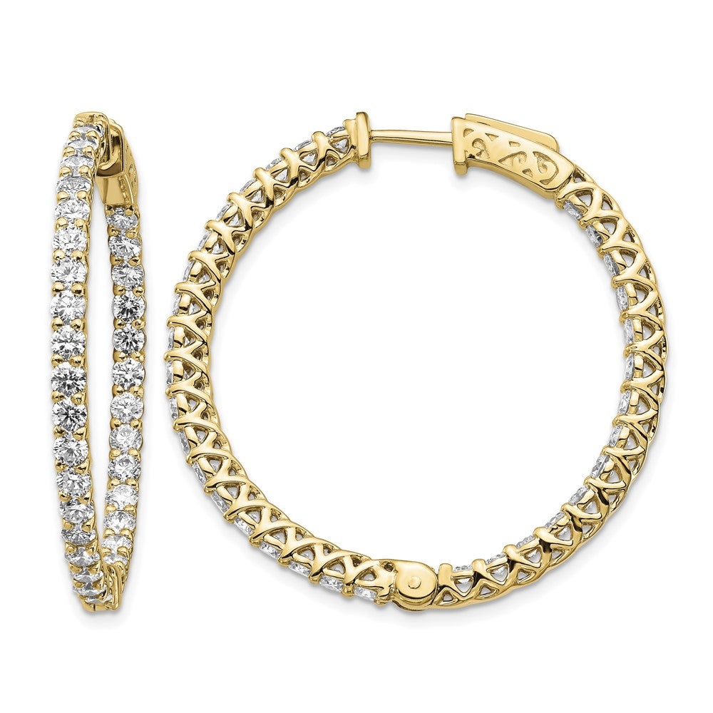 14k Diamond Round Hoop w/Safety Clasp Earrings