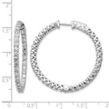 14k White Gold Diamond Round Hoop w/Safety Clasp Earrings