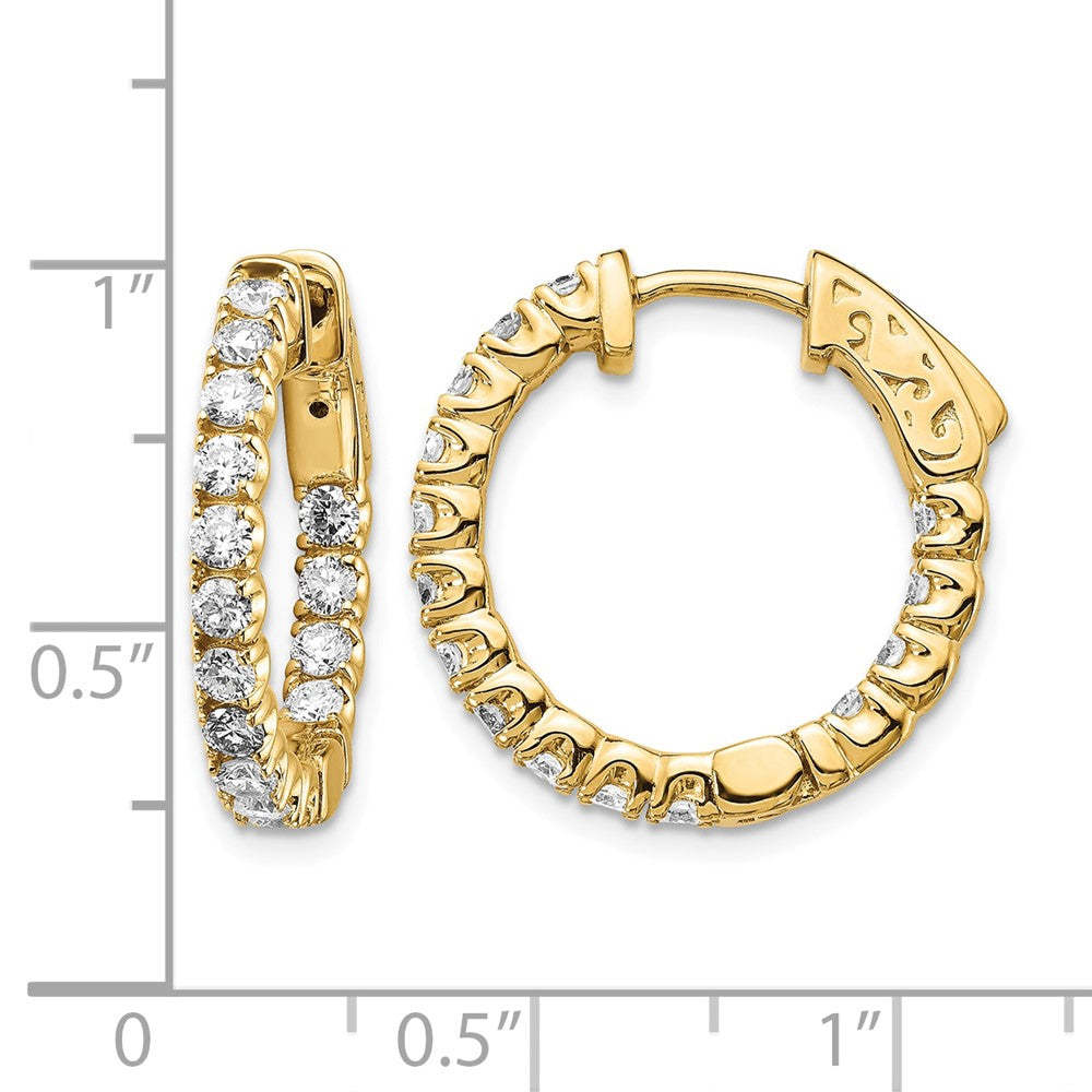 14k Diamond Round Hoop w/Safety Clasp Earrings