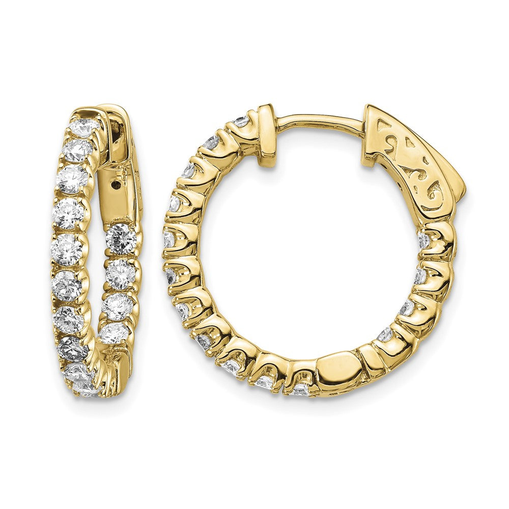 14k Diamond Round Hoop w/Safety Clasp Earrings