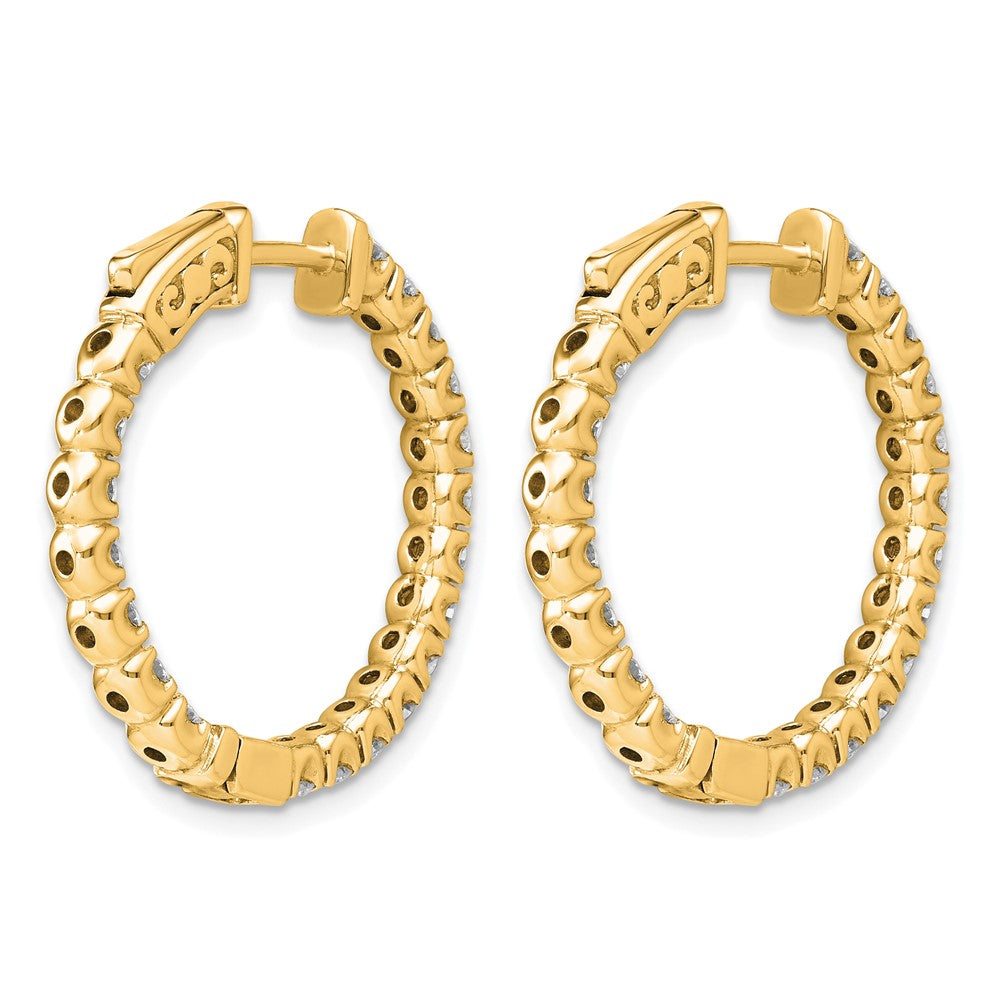 14k Diamond Round Hoop w/Safety Clasp Earrings