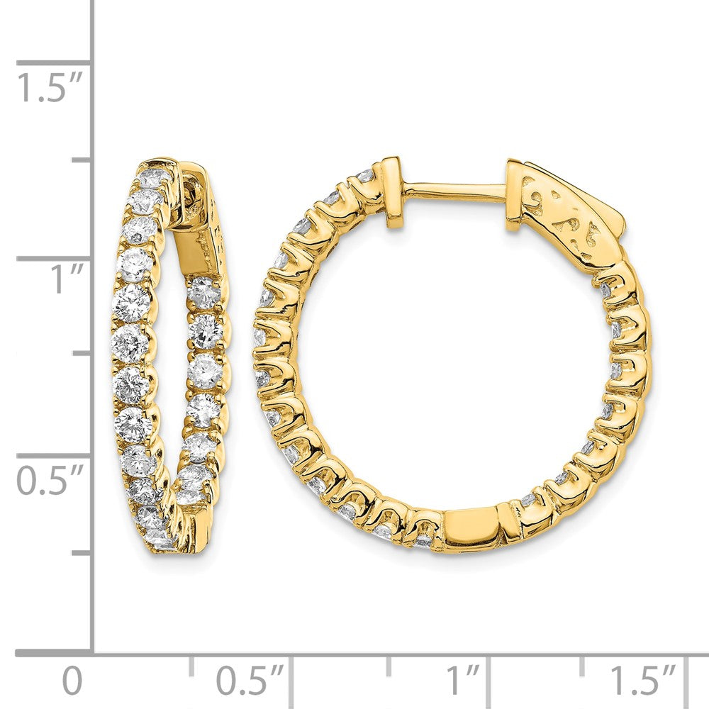 14k Diamond Round Hoop w/Safety Clasp Earrings