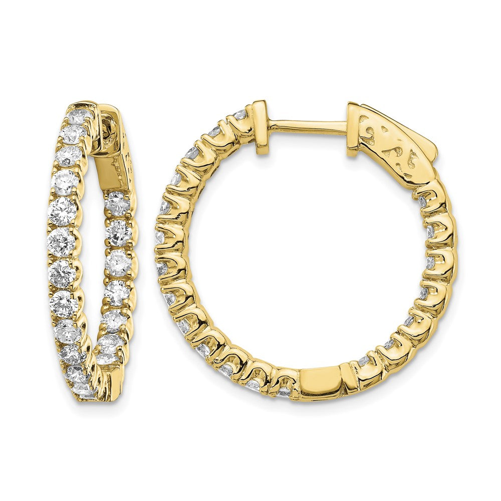 14k Diamond Round Hoop w/Safety Clasp Earrings