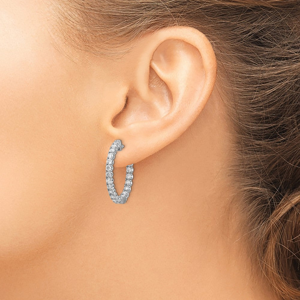 14k White Gold Round Hoop w/Safety Clasp Earring Mountings