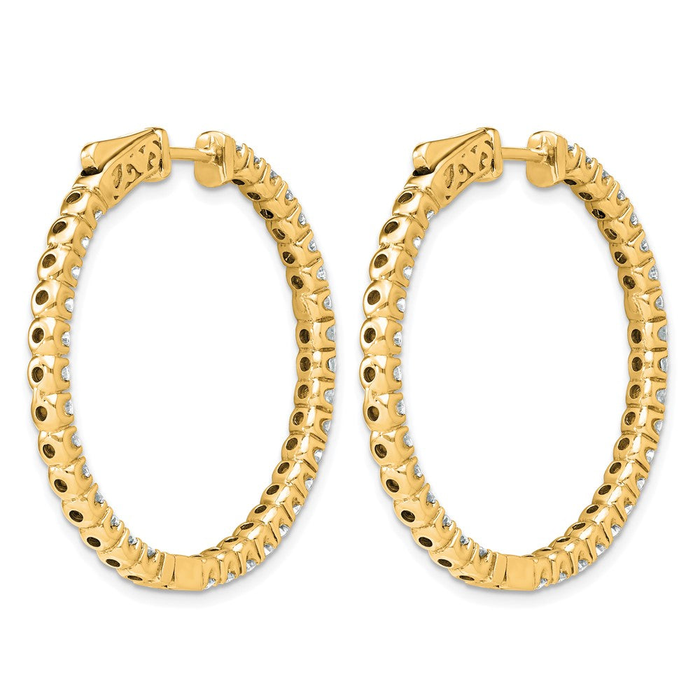 14k Diamond Round Hoop w/Safety Clasp Earrings