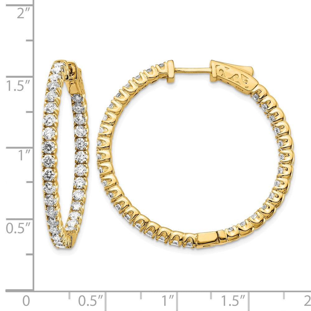 14k Diamond Round Hoop w/Safety Clasp Earrings