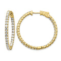 14k Diamond Round Hoop w/Safety Clasp Earrings