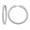 14k White Gold Diamond Round Hoop w/Safety Clasp Earrings