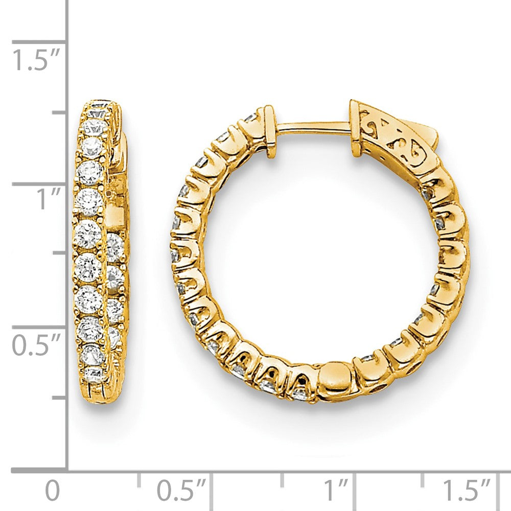 14k Diamond Round Hoop w/Safety Clasp Earrings