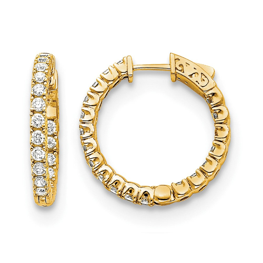 14k Diamond Round Hoop w/Safety Clasp Earrings