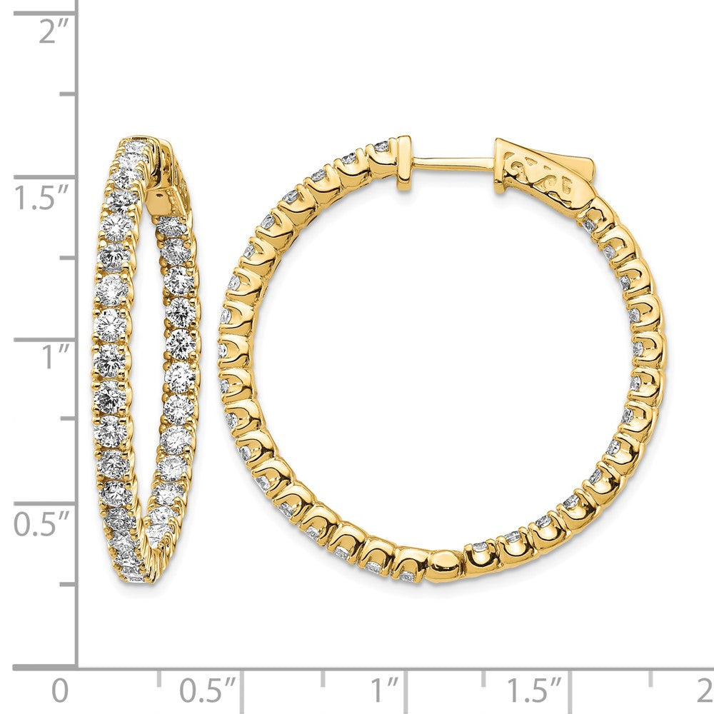 14k Diamond Round Hoop w/Safety Clasp Earrings