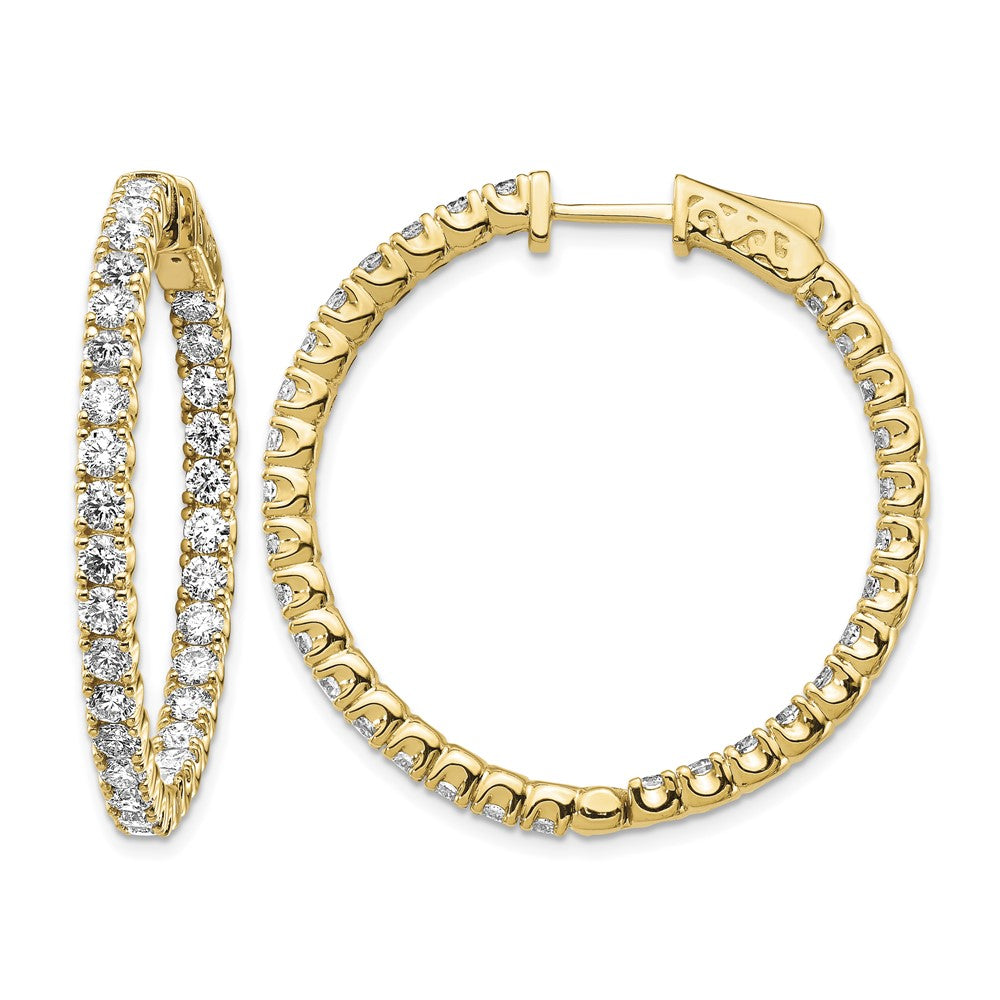 14k Diamond Round Hoop w/Safety Clasp Earrings