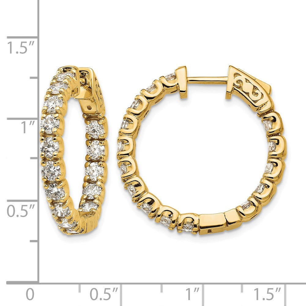 14k Diamond Round Hoop w/Safety Clasp Earrings