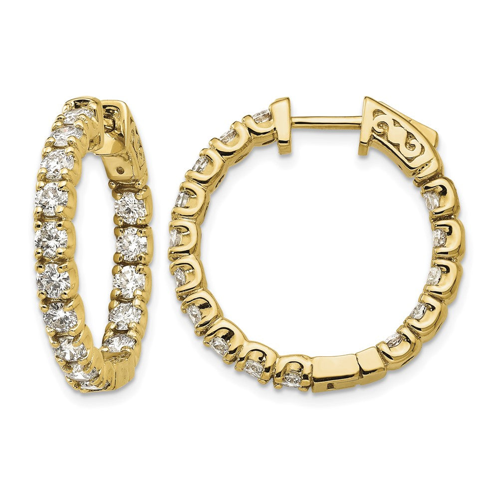 14k Diamond Round Hoop w/Safety Clasp Earrings