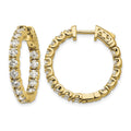 14k Diamond Round Hoop w/Safety Clasp Earrings