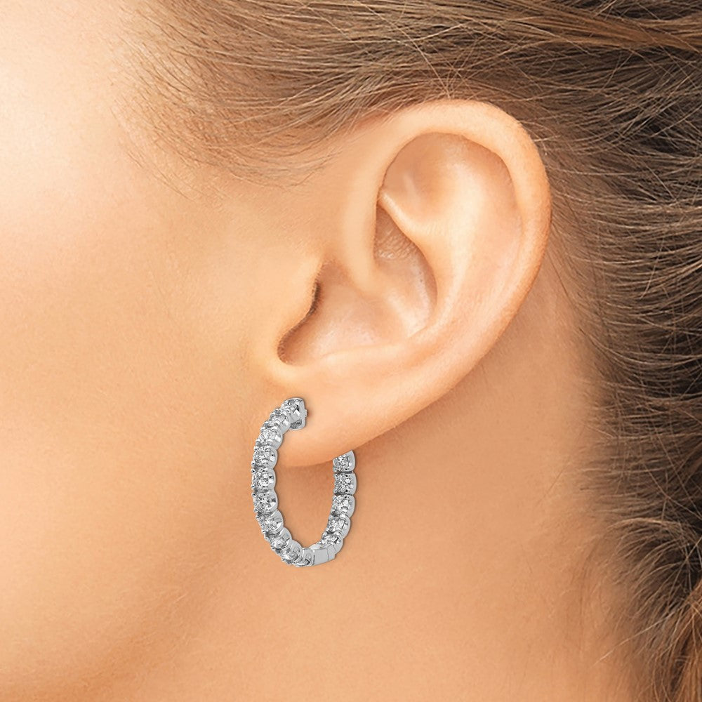 14k White Gold Round Hoop w/Safety Clasp Earring Mountings