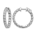 14k White Gold Diamond Round Hoop w/Safety Clasp Earrings