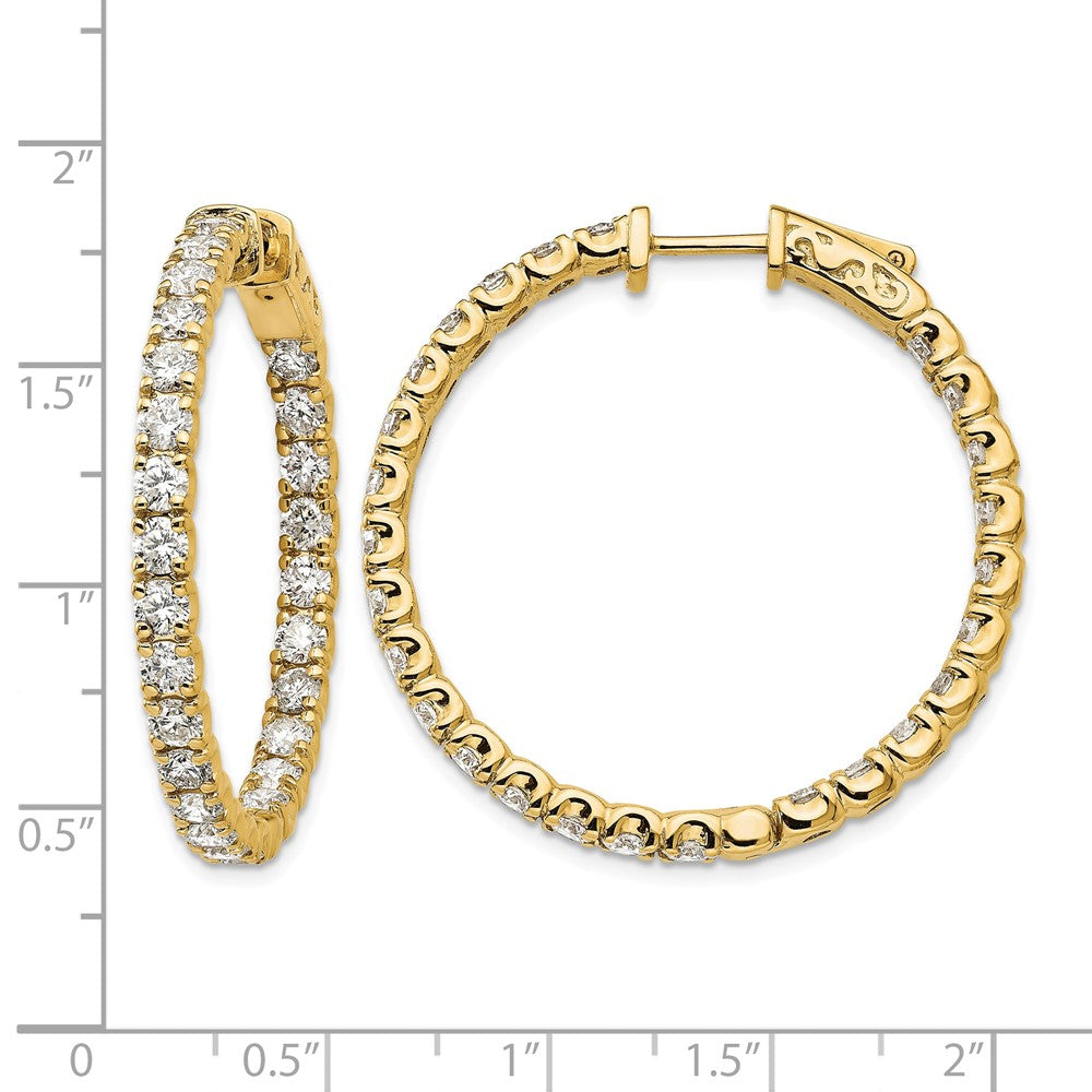 14k Diamond Round Hoop w/Safety Clasp Earrings