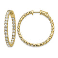 14k Diamond Round Hoop w/Safety Clasp Earrings