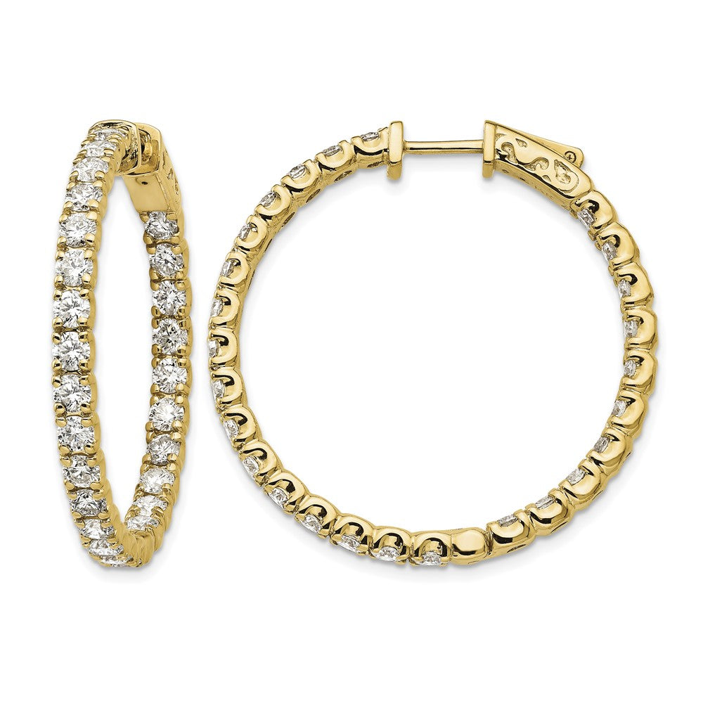 14k Diamond Round Hoop w/Safety Clasp Earrings