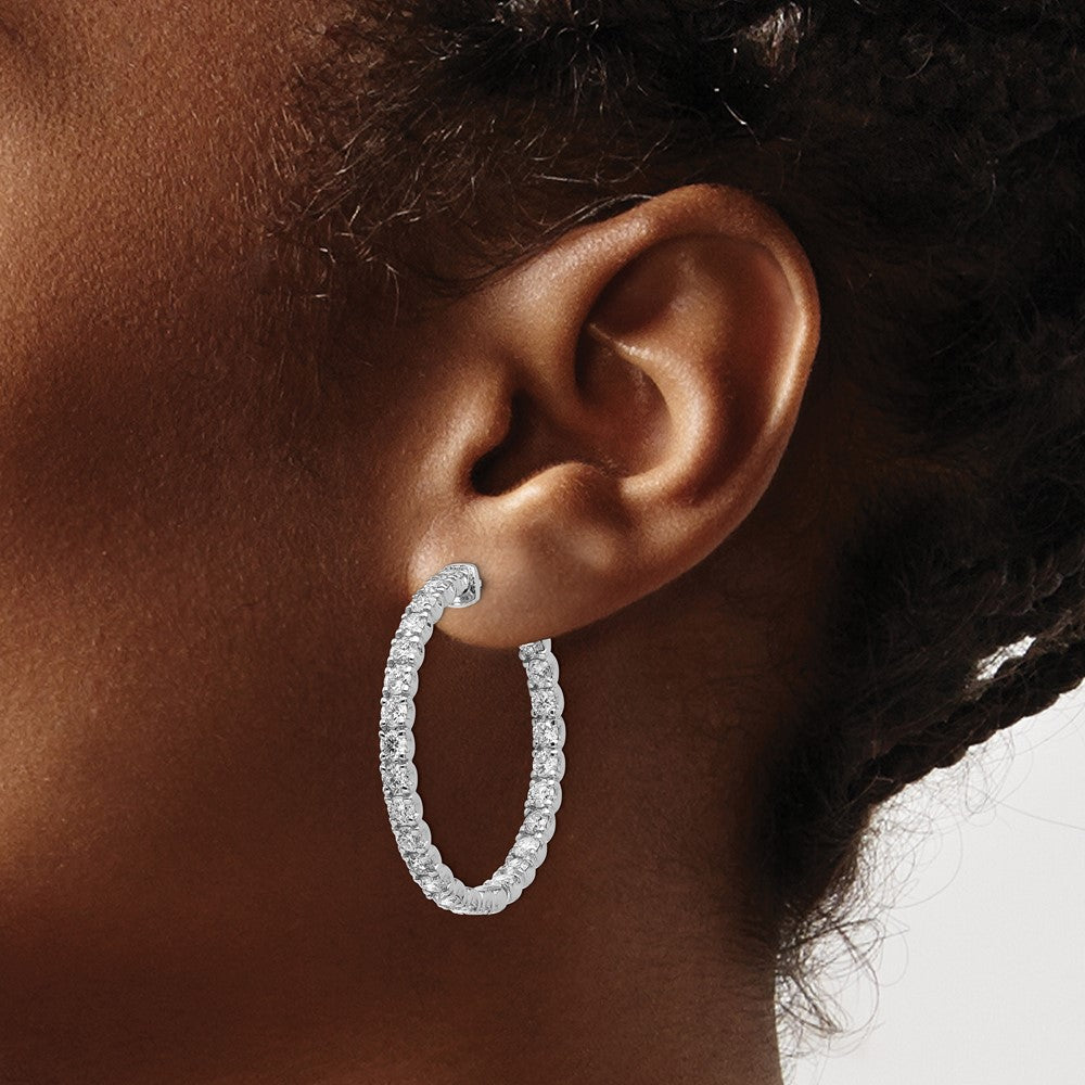 14k White Gold Round Hoop w/Safety Clasp Earring Mountings