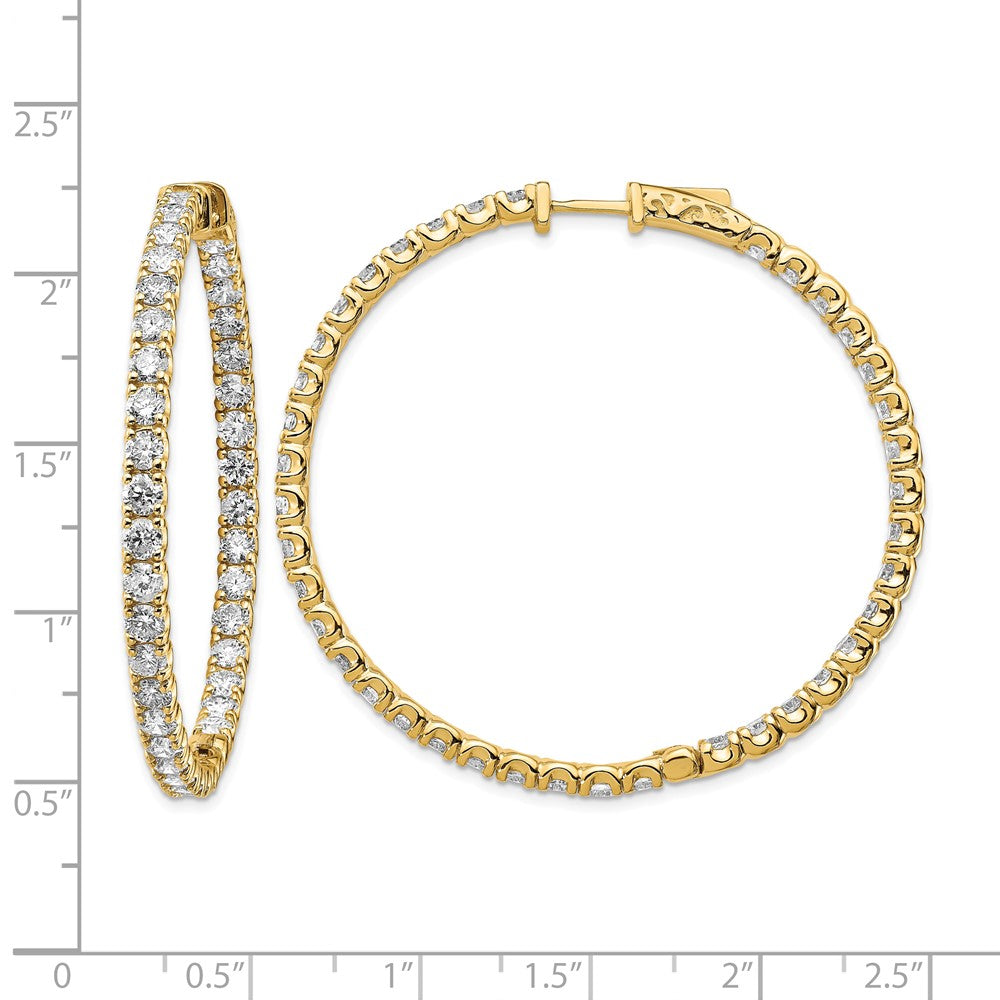 14k Diamond Round Hoop w/Safety Clasp Earrings