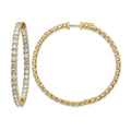 14k Diamond Round Hoop w/Safety Clasp Earrings
