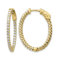 14k Diamond Oval Hoop w/Safety Clasp Earrings