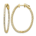14k Diamond Oval Hoop w/Safety Clasp Earrings