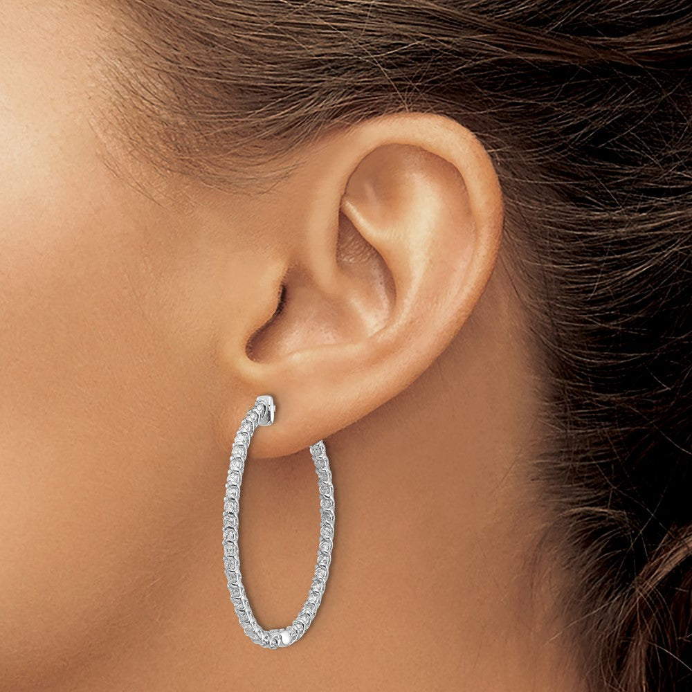 14k White Gold Oval Hoop w/Safety Clasp Earring Mountings