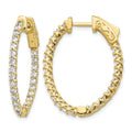14k Diamond Oval Hoop w/Safety Clasp Earrings