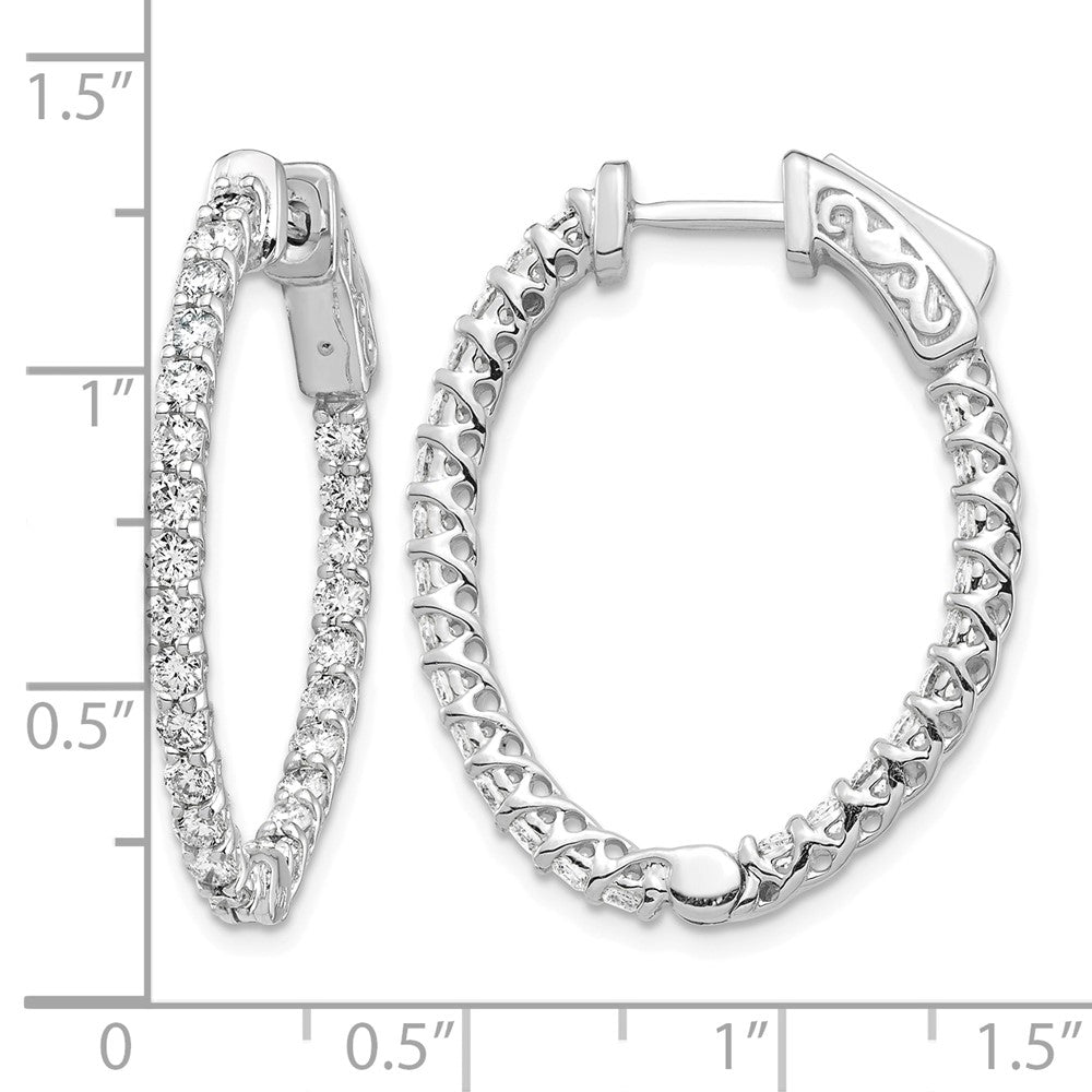 14k White Gold Oval Hoop w/Safety Clasp Earring Mountings
